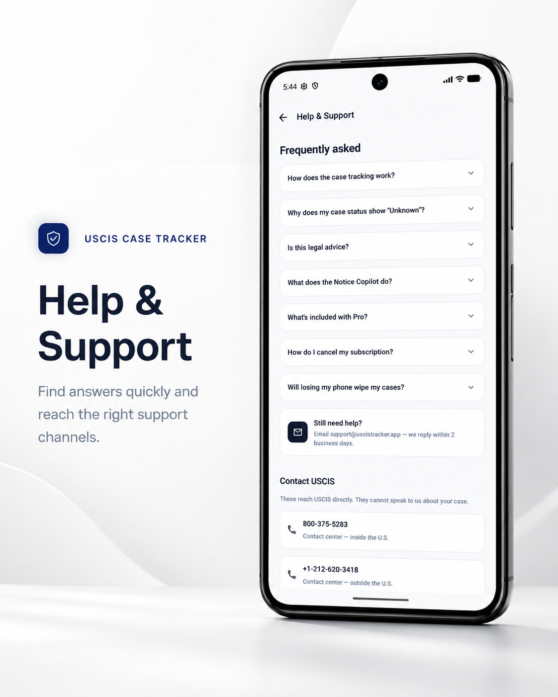 USCIS Case Tracker · Help & Support